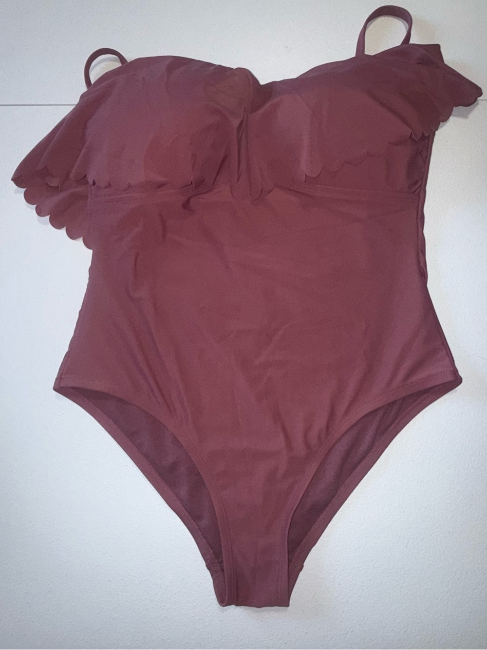 Kona Sol Women’s Mauve Ruffle One Piece Swimsuit Size Large beach resort swim - Picture 5 of 12